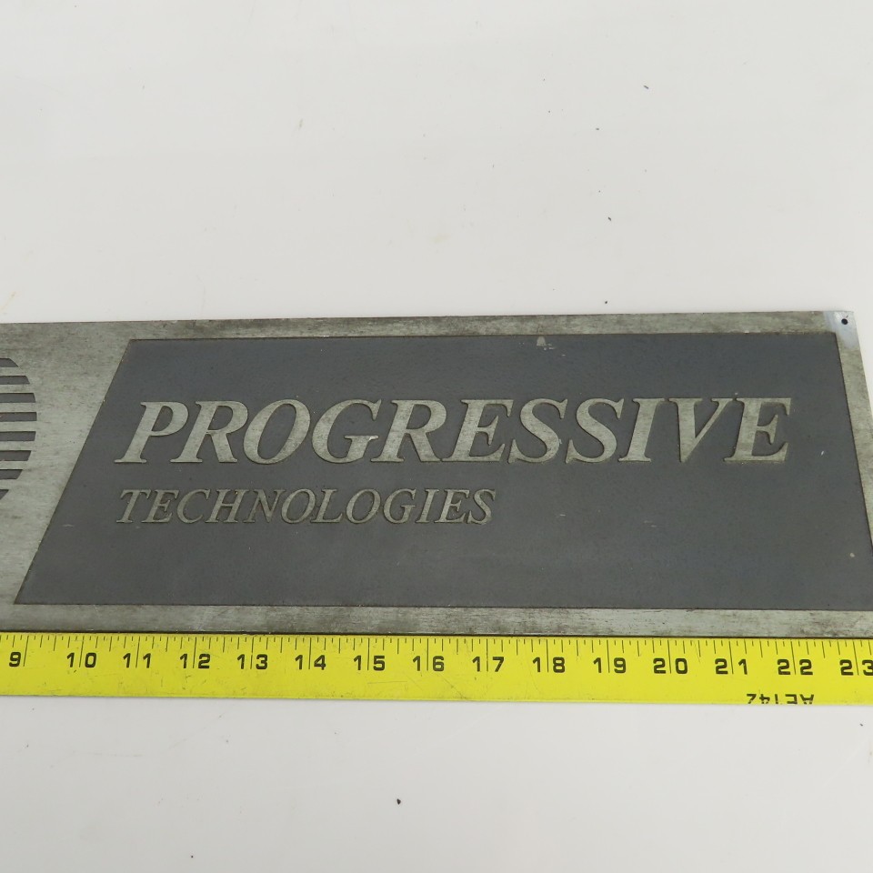 Progressive Technologies 24" x 6" Cast Iron Machine Name Plate Legend Logo