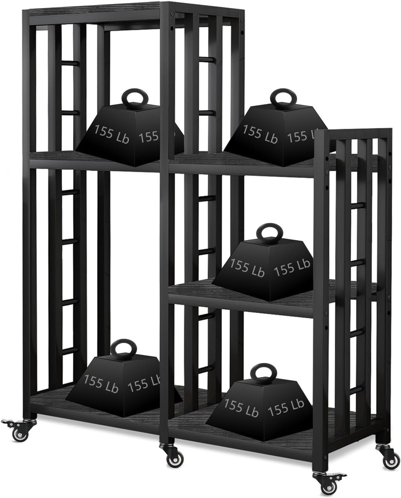 6-Tier Kitchen Bakers Rack, Multifunctional Storage Shelf, Mini Fridge &