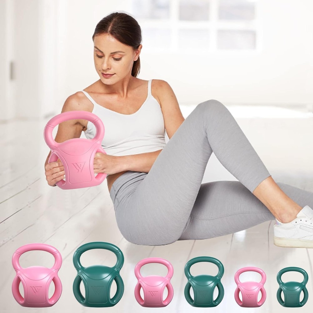 Durable 10 LB Three Handle Kettlebell for Strength Training & Core Workouts