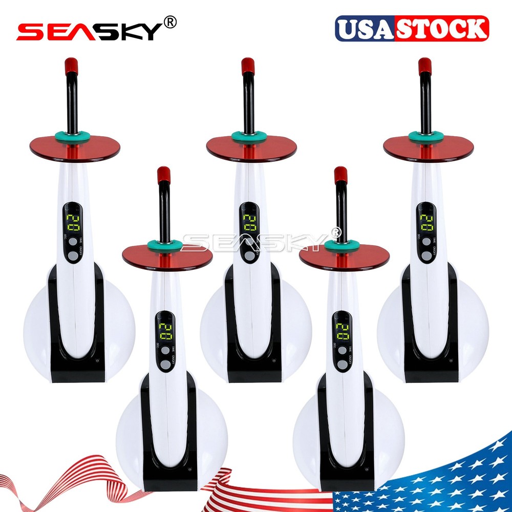 5 Dental Wireless LED.B Curing Light Lamp Cordless Adjustable Working Time USA