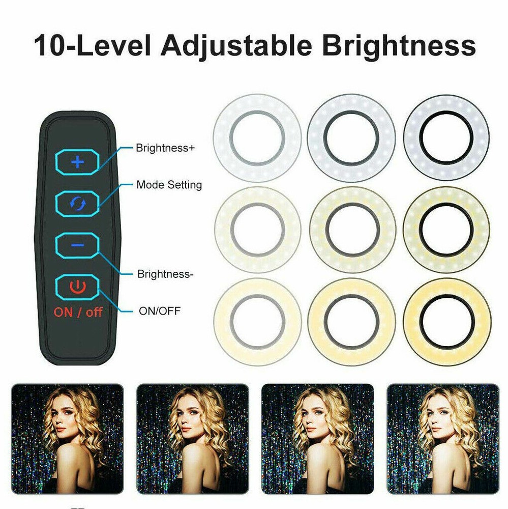 Selfie Ring Light + Mobile Phone Holder 24 LED Camera Long Arm USB Clip On