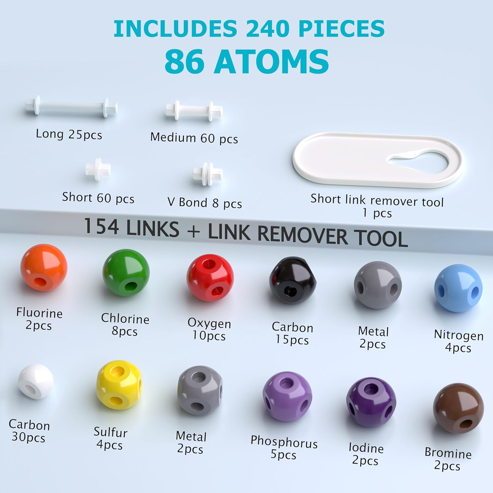 Molecular Model Kit, 240 Pcs Organic Molecular Chemistry Set, Atom Element Model