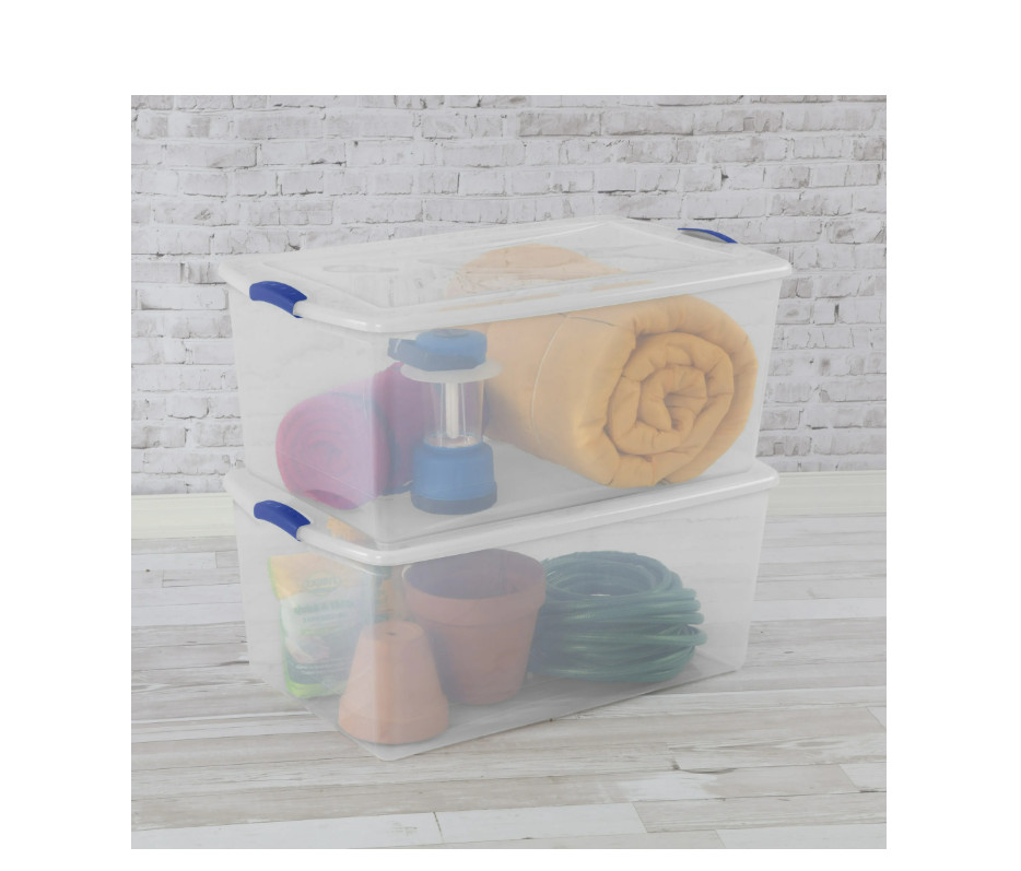 Sterilite 105 Quart Extra-Large Latching Storage Bin, Clear Plastic Storage Cont