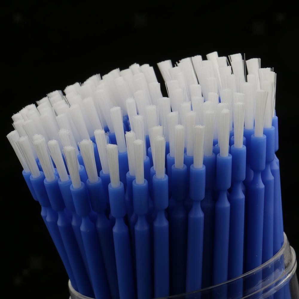 100 Pcs/Pack Dental Disposable Single End Brush Micro Applicator Bendable Blue