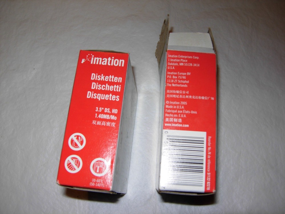 2 Boxes imation neon Diskettes MAC formatted 2 HD 1.40MB - 1 open, 1 closed box