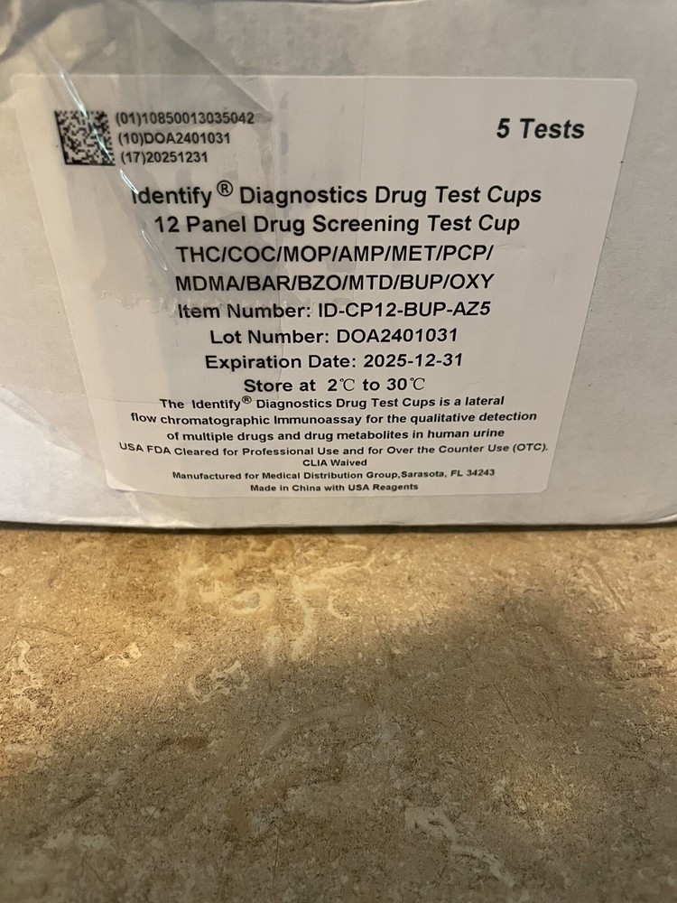Identify Diagnostics 5 Total Drug Test Cups. Drug Screening Test Cup. (12/31/25)