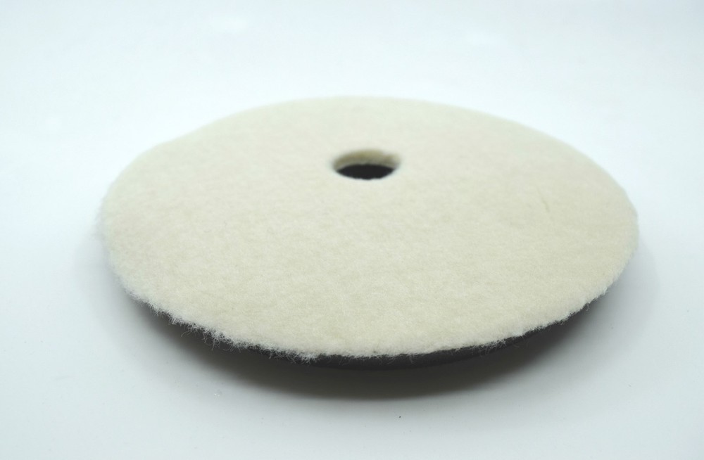 6" Hook & Loop WHITE 100% WOOL Mini Buffing Pad for HEAVY CUTTING