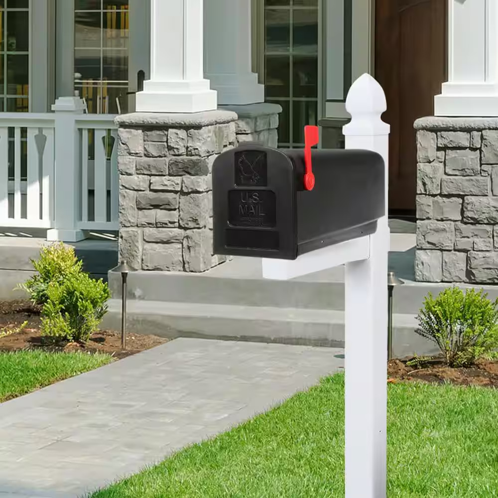 Parsons Black, Medium, Plastic, Post Mount Mailbox