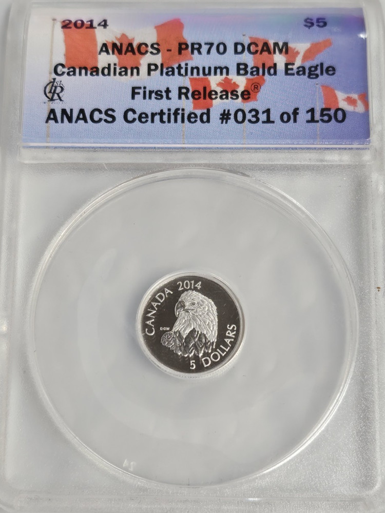 Canada 2014 $5 Bald Eagle Profile Portrait, 1/10 oz. 99.95% Pure Platinum Proof