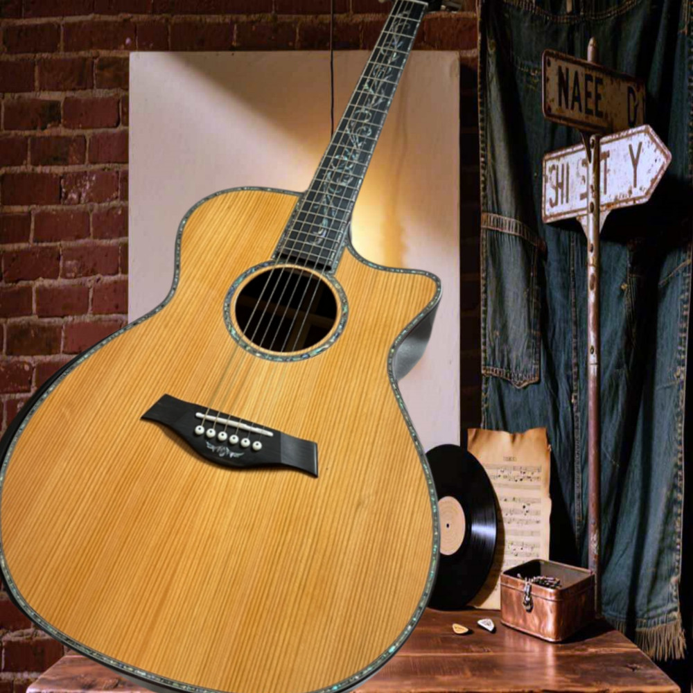 Yellow PS14 Series Original Guitar Spruce Body 6 String Country Folk