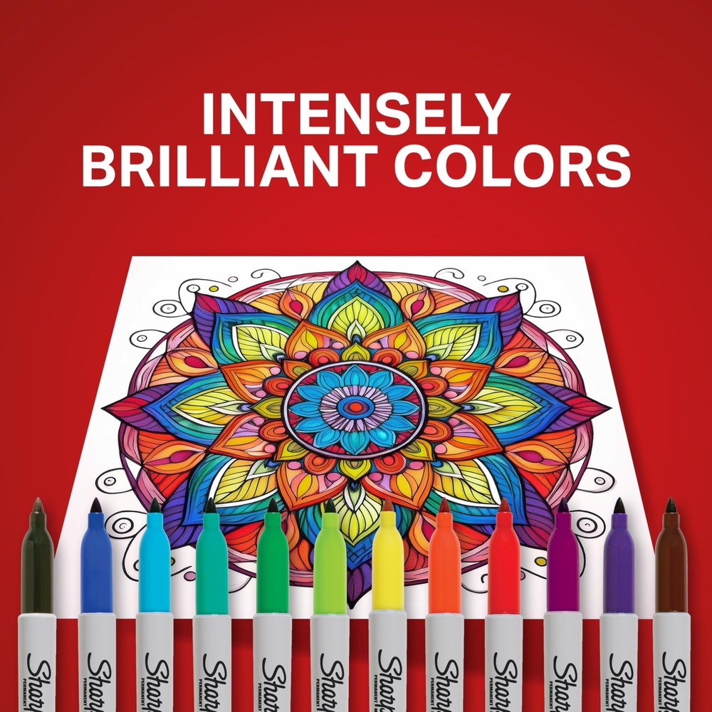 Sharpie Permanent Markers, Fine Point, 8 Count 1 (Pack of 8), Assorted