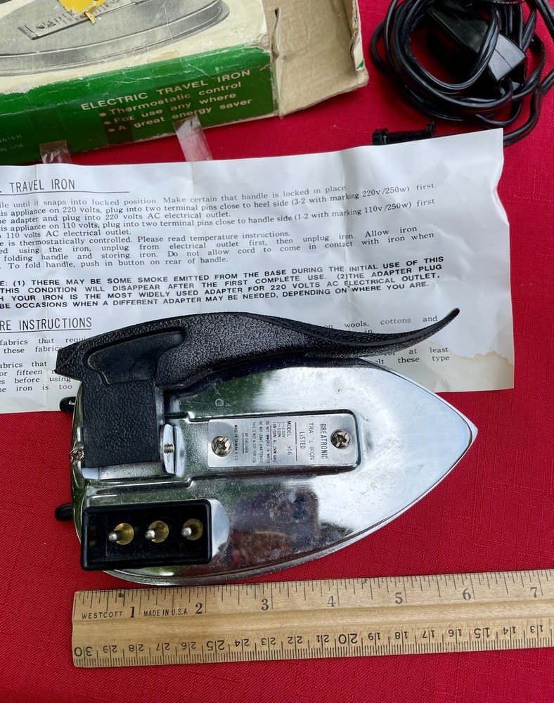 Vintage Greatronic Travel Iron Original Box WORKS