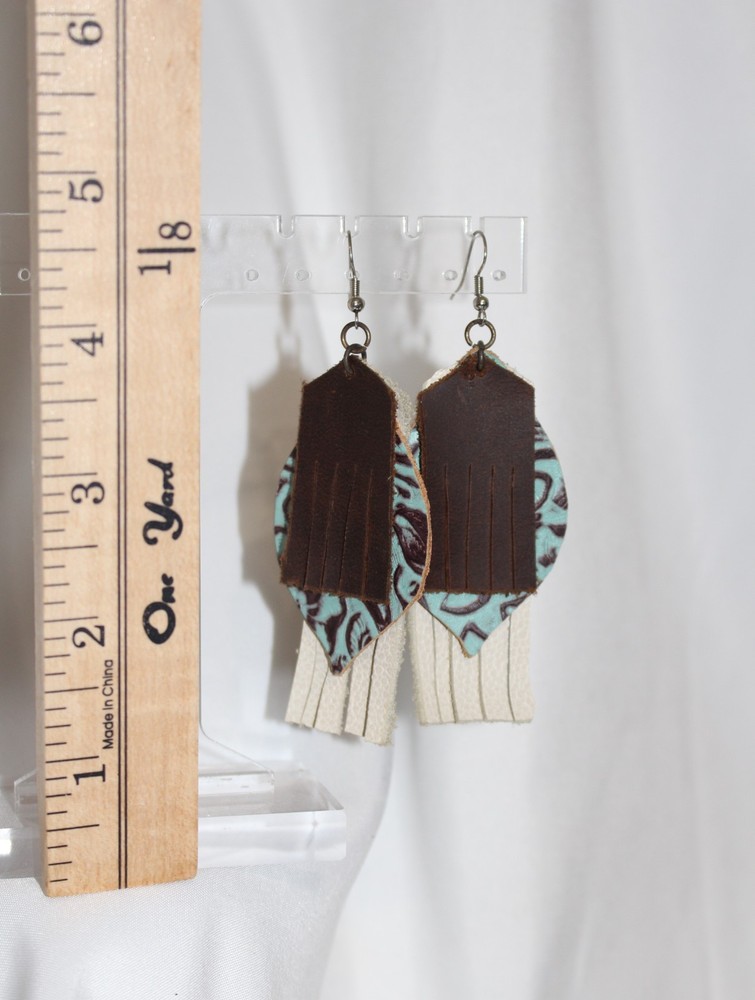 Nwt Handmade Leather Suede Dangle Earrings