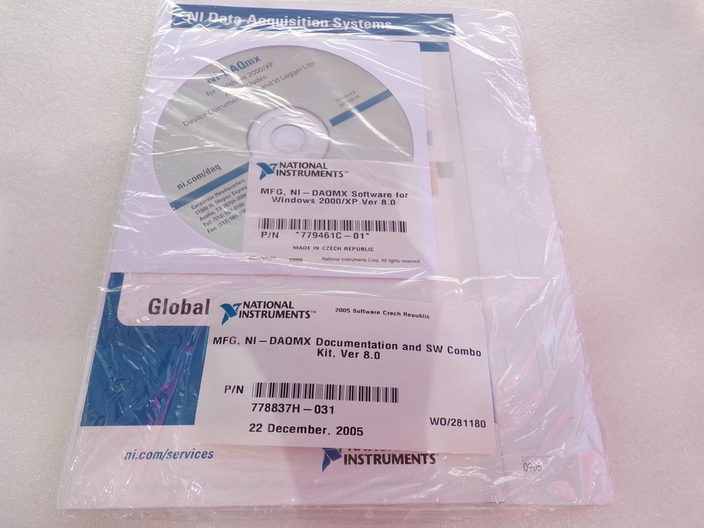National Instruments MFG,NI-DAQMX Software for Windows 2000/XP. Ver 8.0 779461C