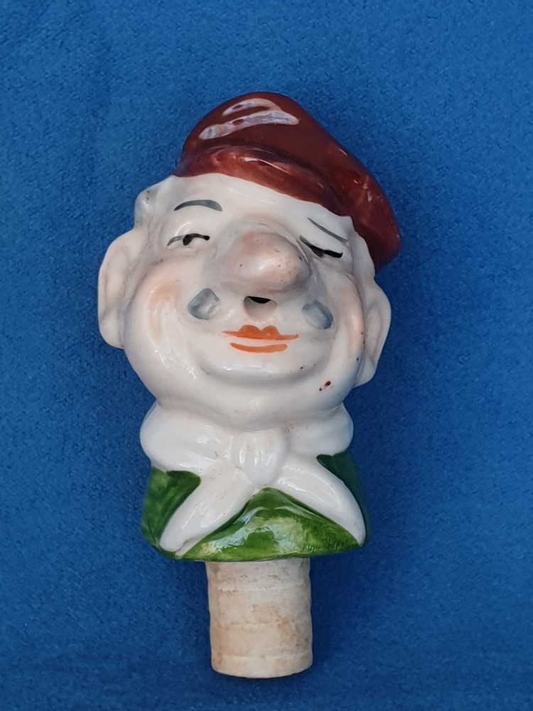 Stopper Wine Bottle Cork. Man.  Porcelain. Germany. Second half of the 20th c.