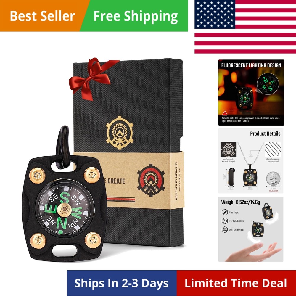 Mini Titanium/Brass Compass, Waterproof Pocket Compass for Hiking & Survival,...