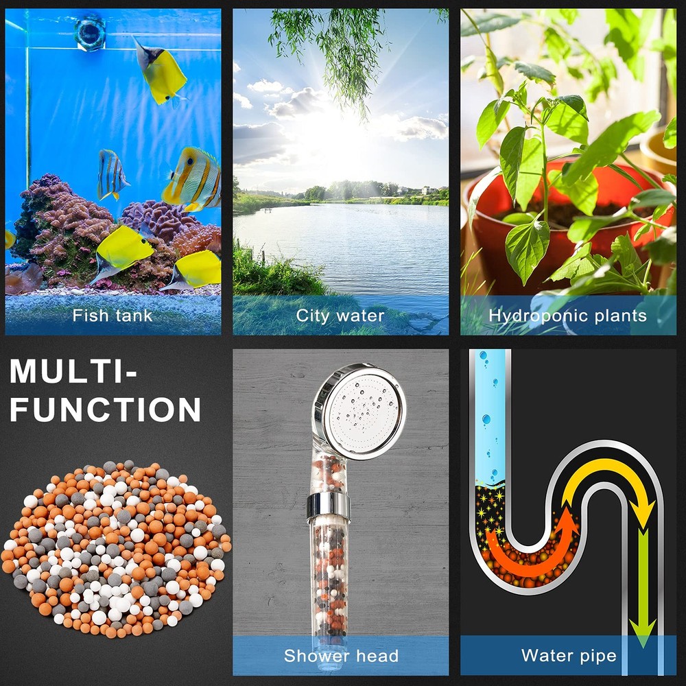 Honoson 6 Pack Replacement Shower Filter Beads Anion Diameter 5 - 6,7 - 8 mm