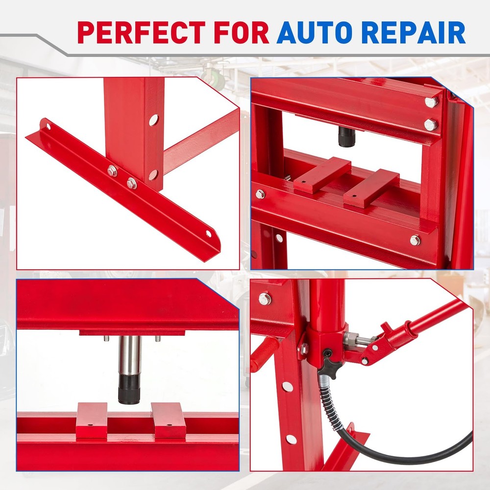 10 Ton H-Frame Hydraulic Shop Press w/Pressure Gauge & Adjustable Worktable,Auto