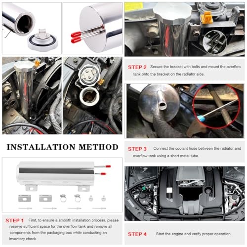 Radiator Coolant Overflow Tank 3'' x 16'' Inch Polished Stainless Steel 50 OZ