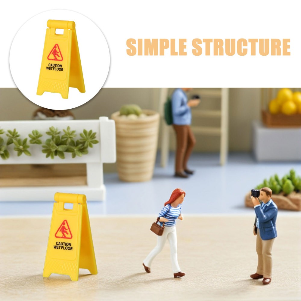 20 PCS Mini Traffic Construction Barricade Dollhouse Caution Slippery Sign
