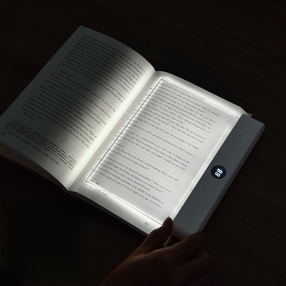 Rechargeable LED Book Light with Dimmable Colors and Timer for Readers