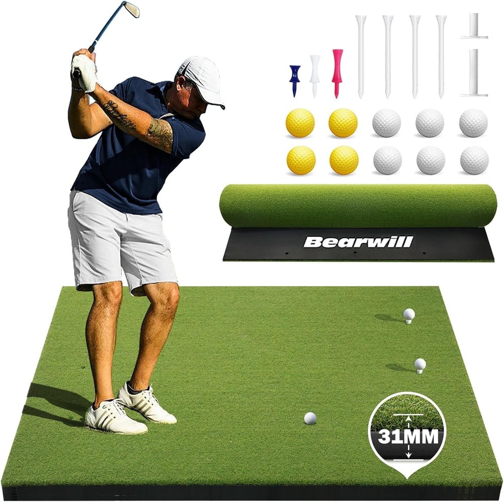 Bearwill Golf Mat 31mm, 5x4ft/5x5ft Golf Hitting Mats for Practice Outdoor Indoo
