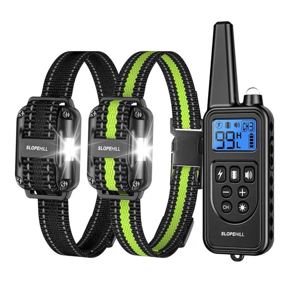 SLOPEHILL Dog Training Collar, Remote, Vibration Shock Beep Light, Black