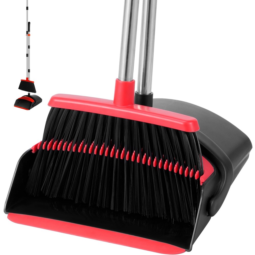 Broom and Dustpan Set, Combo Set for Home Commercial Broom-red