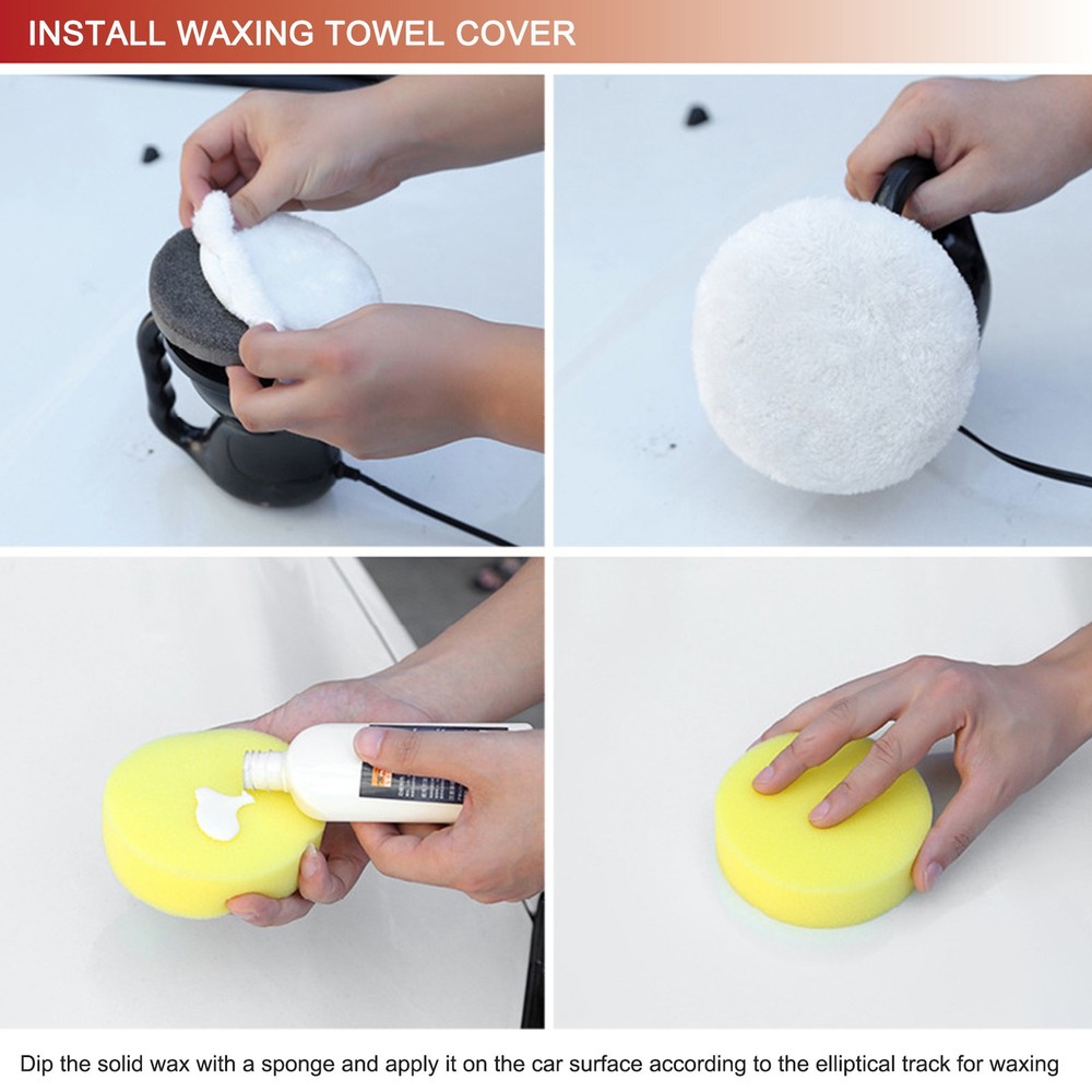 Electric Car Polisher Machine Buffer Polisher Waxer Kit With 2 Pads For Car