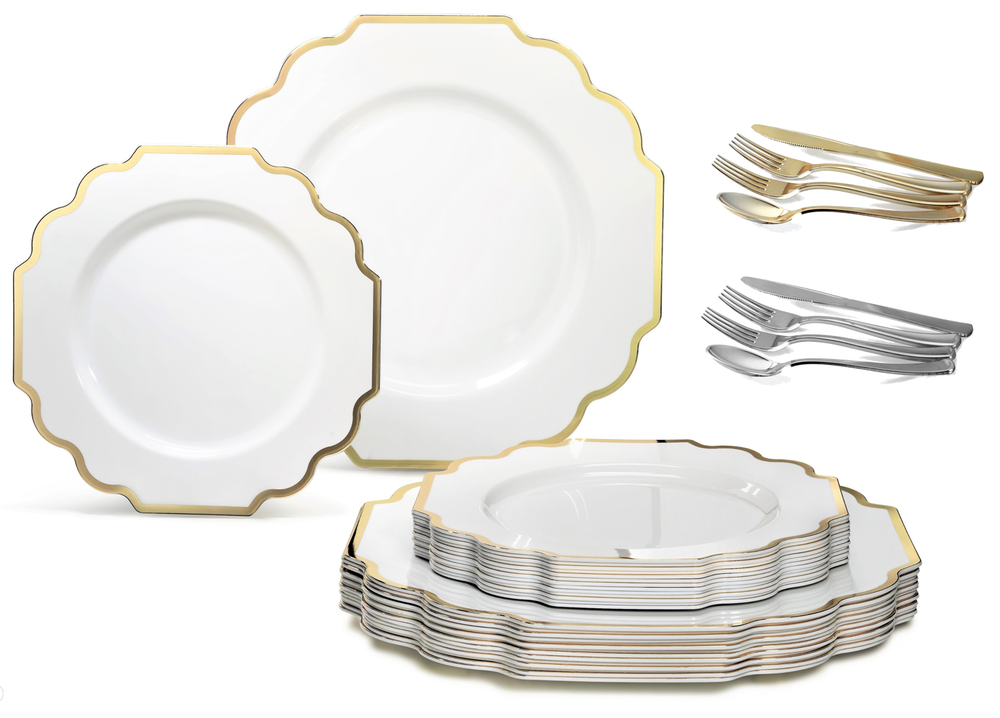 "OCCASIONS" IMPERIAL Bulk Wedding Party Disposable Plastic Plates & Silverware