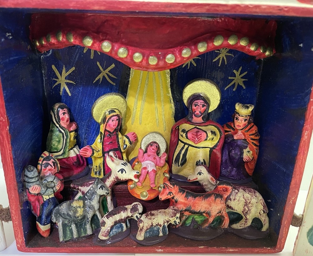Vintage Peruvian Nativity Retablo,