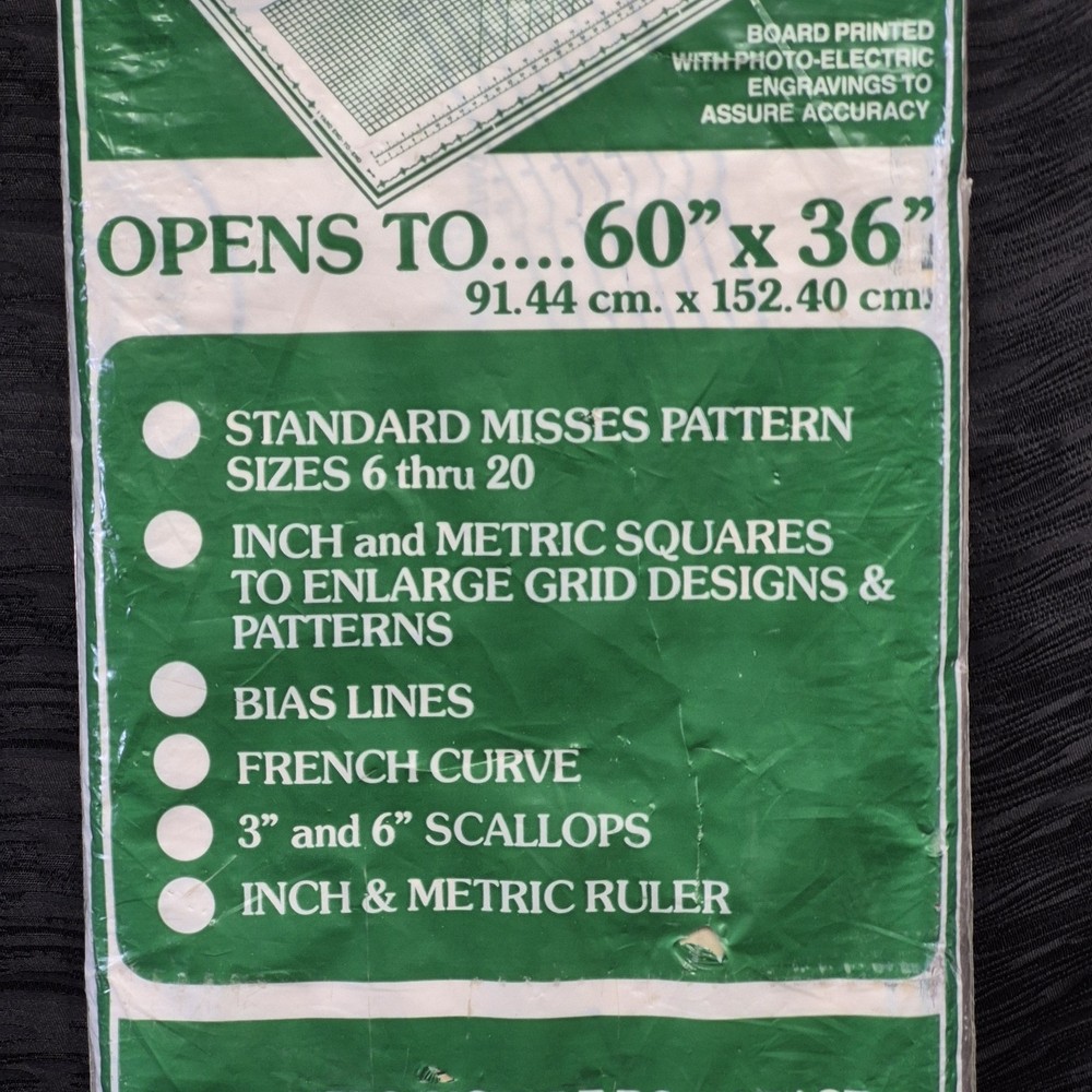 Vintage EZ Pattern Cutting Board 36x72 Sewing Fabric Layout Foldable Grid Lines