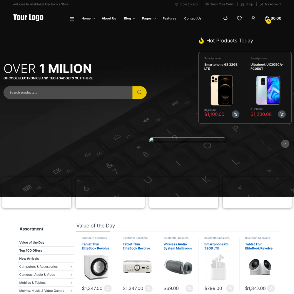 eCommerce Website Design for Electronics with Free 5GB VPS Web Hosting