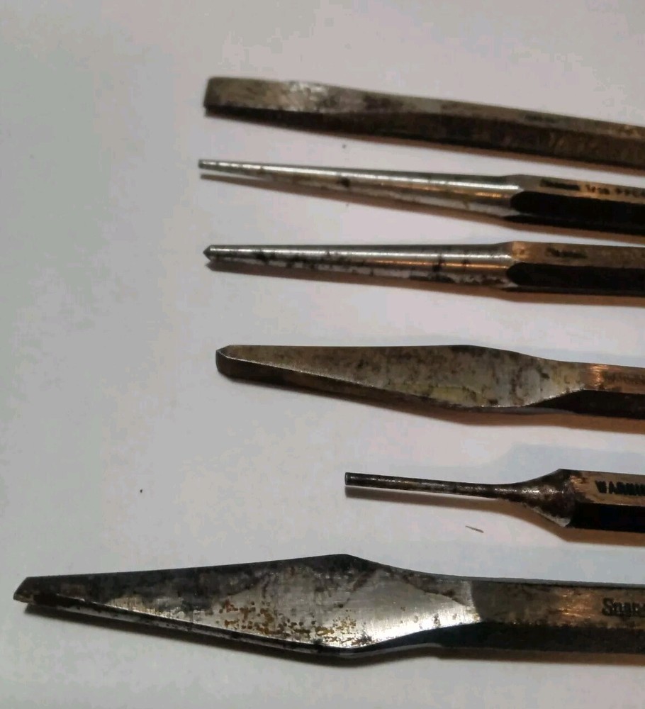 Snap-On C-72B Mini Punch & Chisel Set In Red Roll Kit Bag 6 Tools