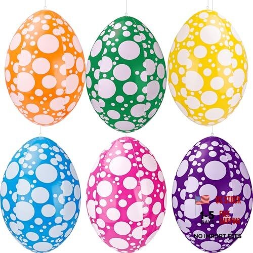 6 Pack 16 Inch Inflatable Easter Eggs Easter Blow up Egg Decor Hanging
