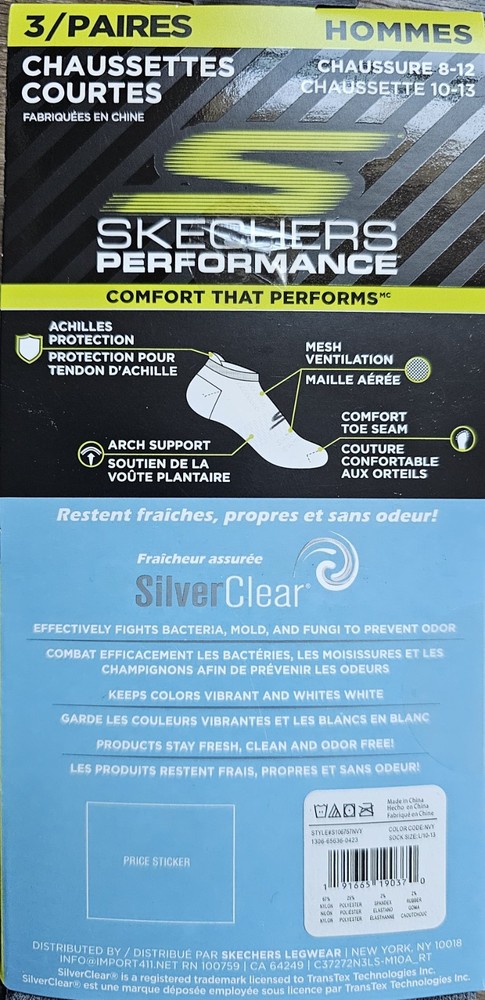 Skechers Performance Men's 3 Pack Low Cut Socks.