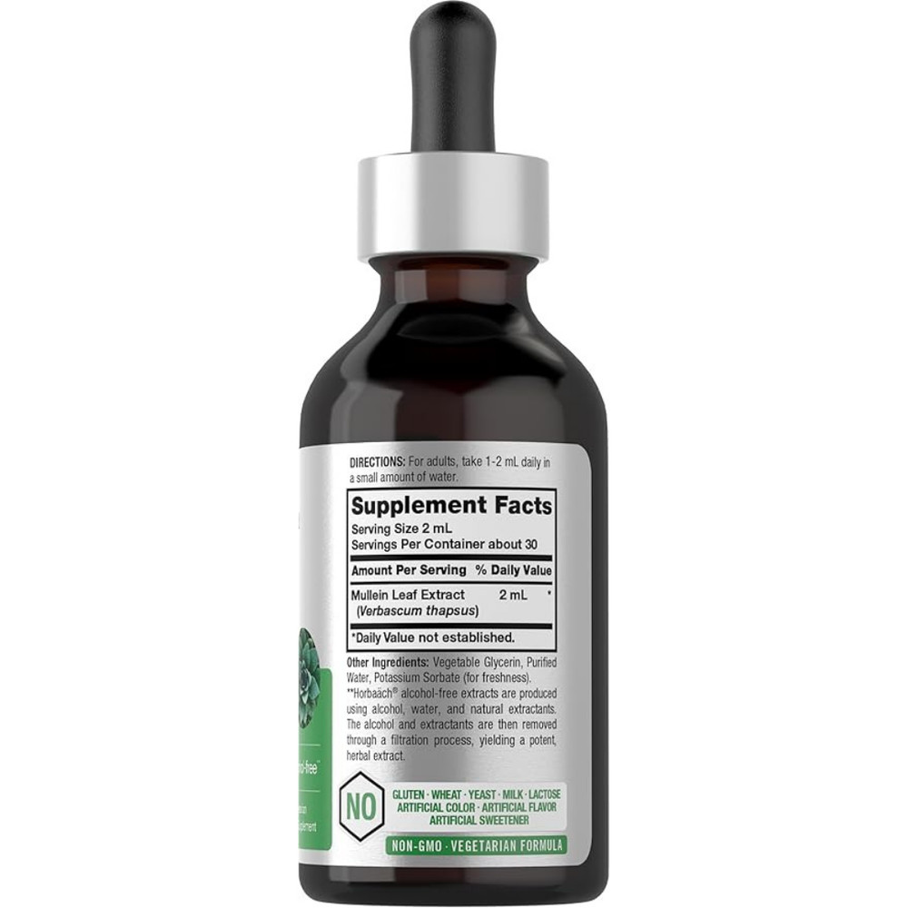 Mullein Drops for Lungs - USDA Organic Liquid - Mullein Leaf Extract