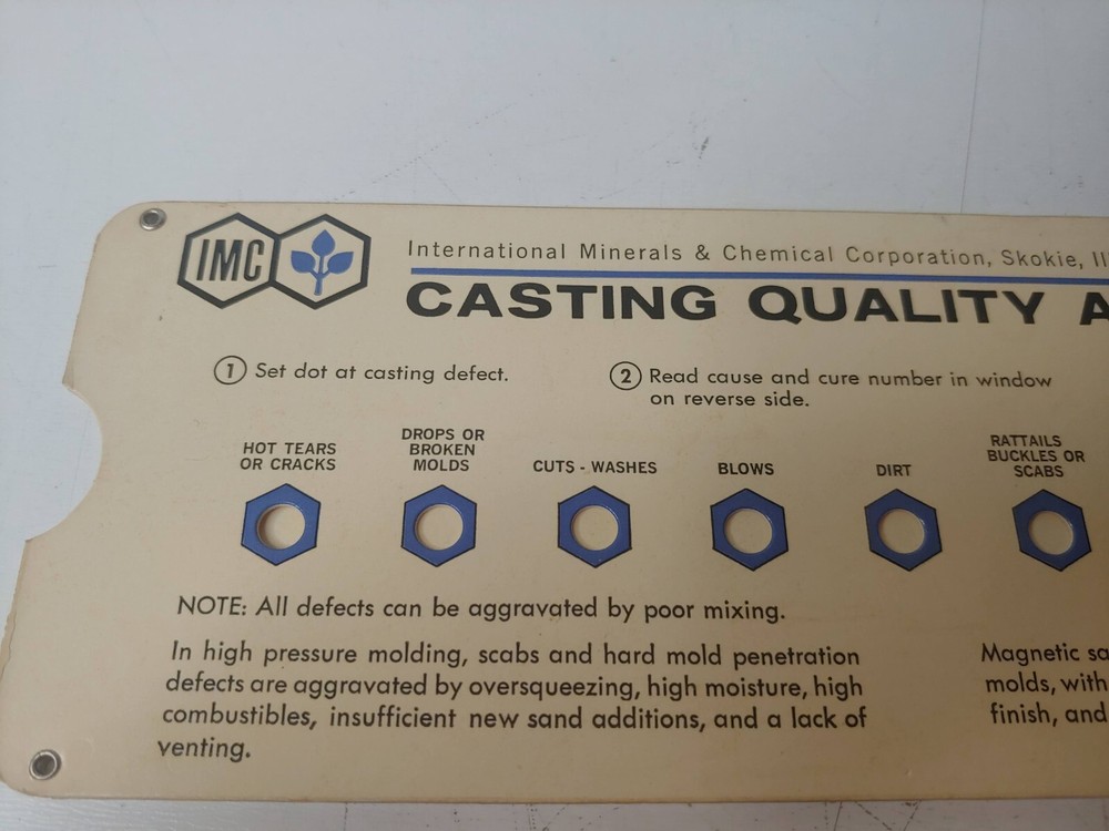 IMC Casting Quality Analyzer Slide Rule