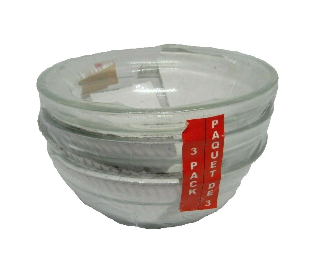 Set Of 3 Small Round Glass Stackable Prep Dip Bowls 4"