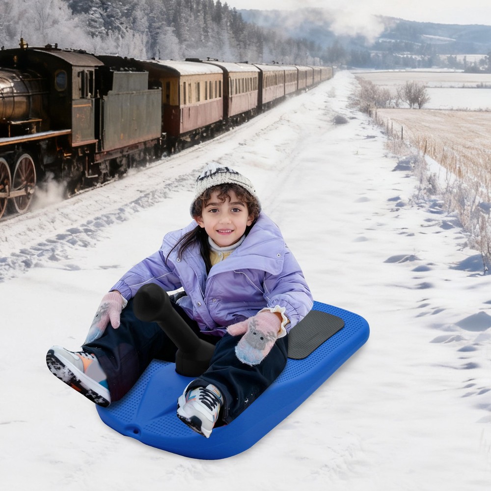 Sled Snow Board Tool Sledding Snowboard w/ Handle & Pull Rope for Kid Winter Fun
