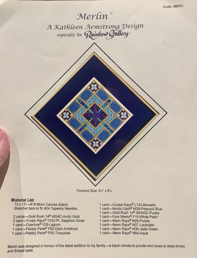 RARE Merlin Kathleen Armstrong Pattern & Instructions Needlepoint #MERC