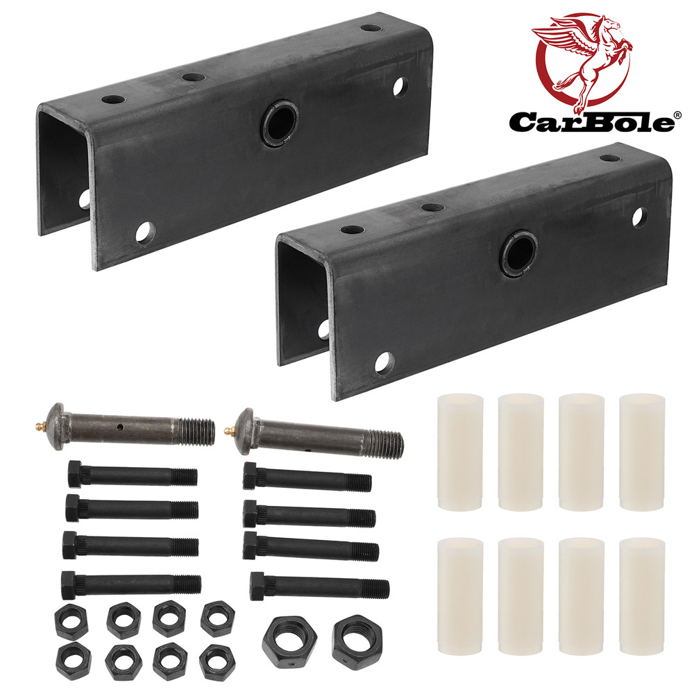 Pair Trailer Suspension Rebuilt Kit Slipper Spring 12" Equalizer Bushings Bolts