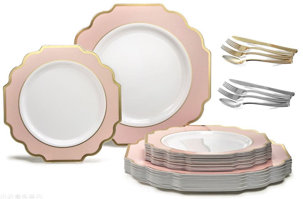 "OCCASIONS" IMPERIAL Bulk Wedding Party Disposable Plastic Plates & Silverware