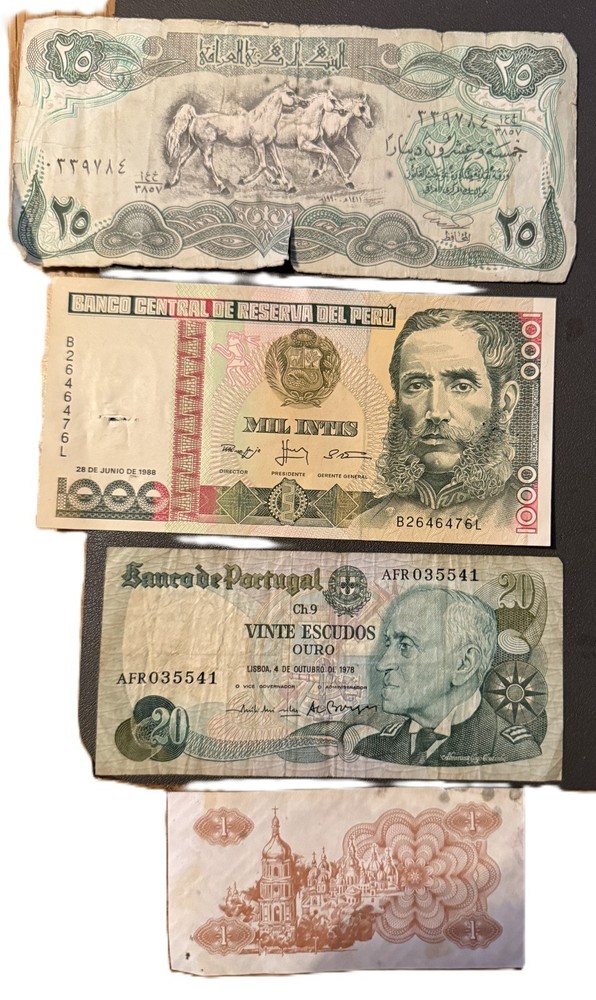 4 old foreign bank notes
