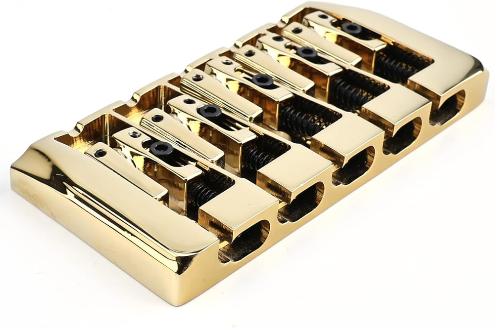 Gold 5 String Bass Adjustable Saddles Fixed Bridge