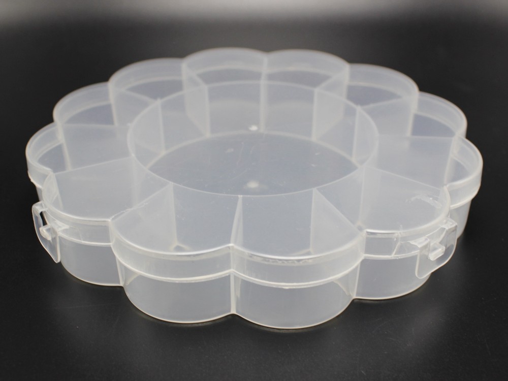Clear Plastic Flower Box Case 13 compartments Beads Display Storage Container