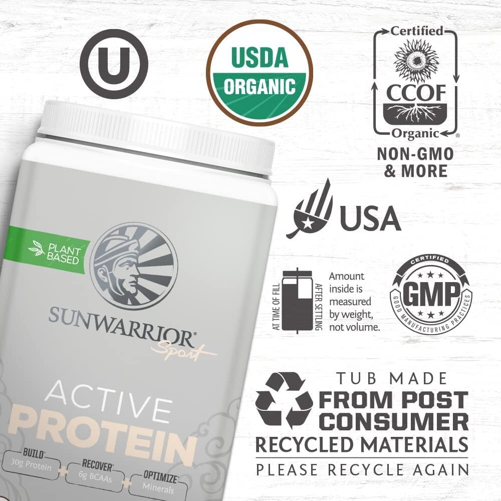 Sunwarrior Pre & Post Workout Active Protein Vegan - Chocolate Protein, 2.2 lbs
