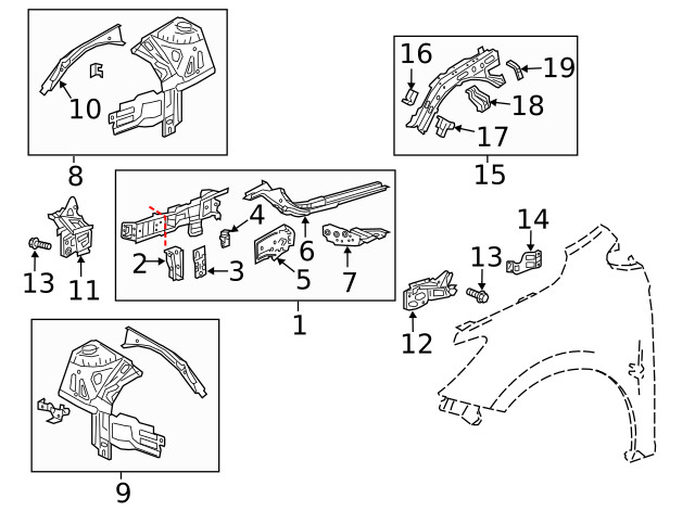 Genuine GM Driver Side Front Engine Compartment Rail Plate 39018955