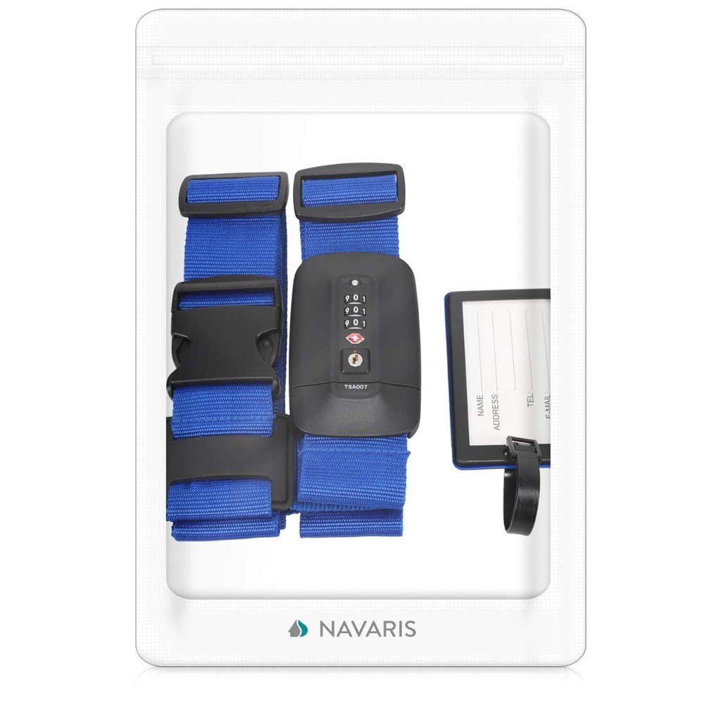 Navaris TSA Luggage Strap - Secure Adjustable Strap for Suitcases with Combin...