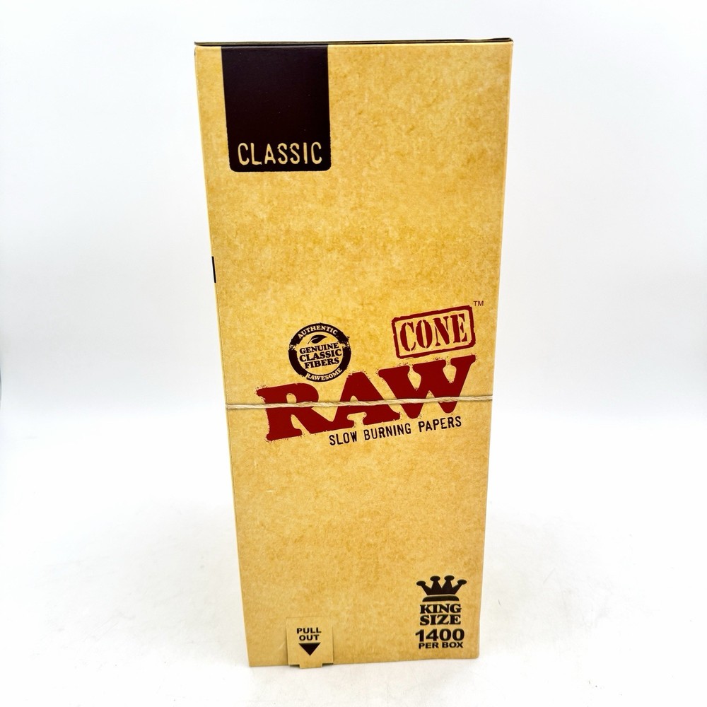 Authentic RAW CONE Classic KING Size Pre-Rolled Cones 1400 ct Bulk Box